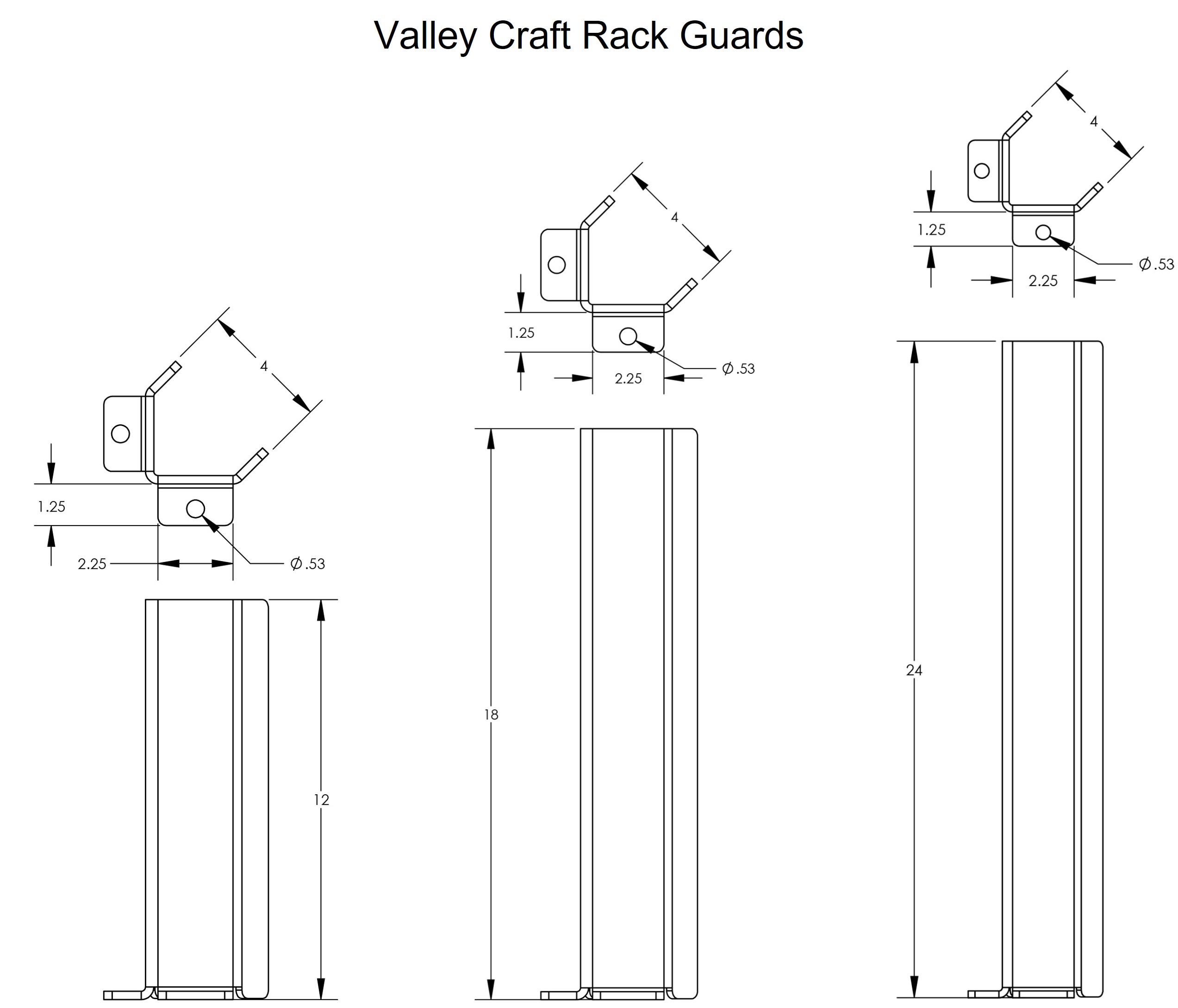 Valley Craft Rack Guards Dimensions