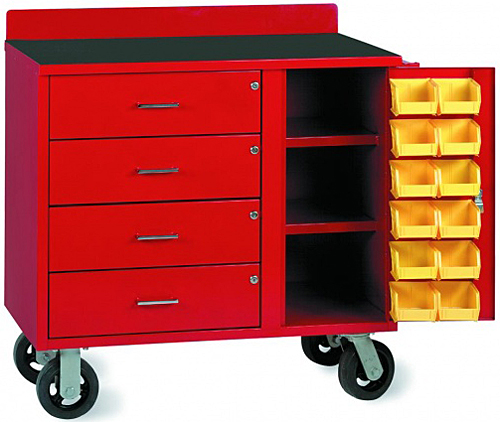 Valley Craft Mobile Industrial Workbench with 12 Storage Bins