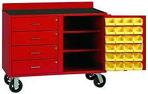 Valley Craft Mobile Industrial Workbench with 24 Storage Bins