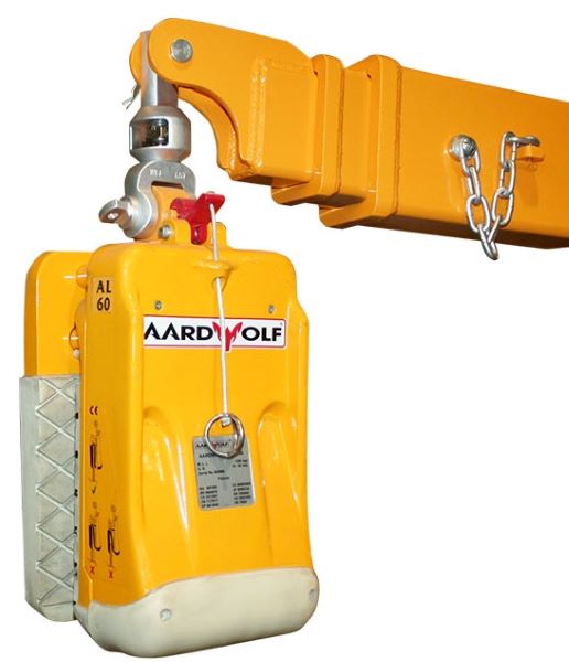 Forklift Boom shown with Forged Aluminum Swivel and Slab Lifter