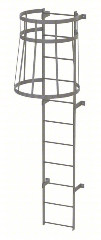 Tri-Arc Fixed Steel Ladder with Cage - 11 Rungs