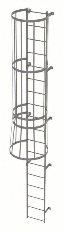 Tri-Arc Fixed Steel Ladder with Cage - 18 Rungs