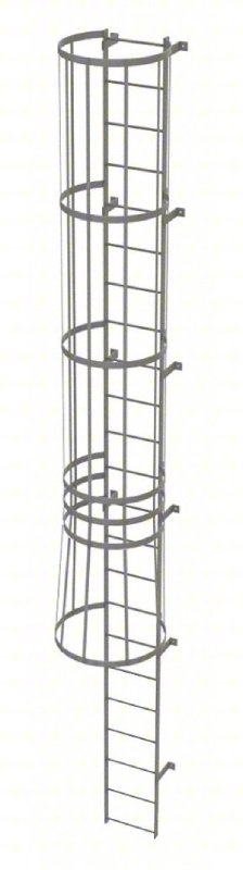 Tri-Arc Fixed Steel Ladder with Cage - 23 Rungs