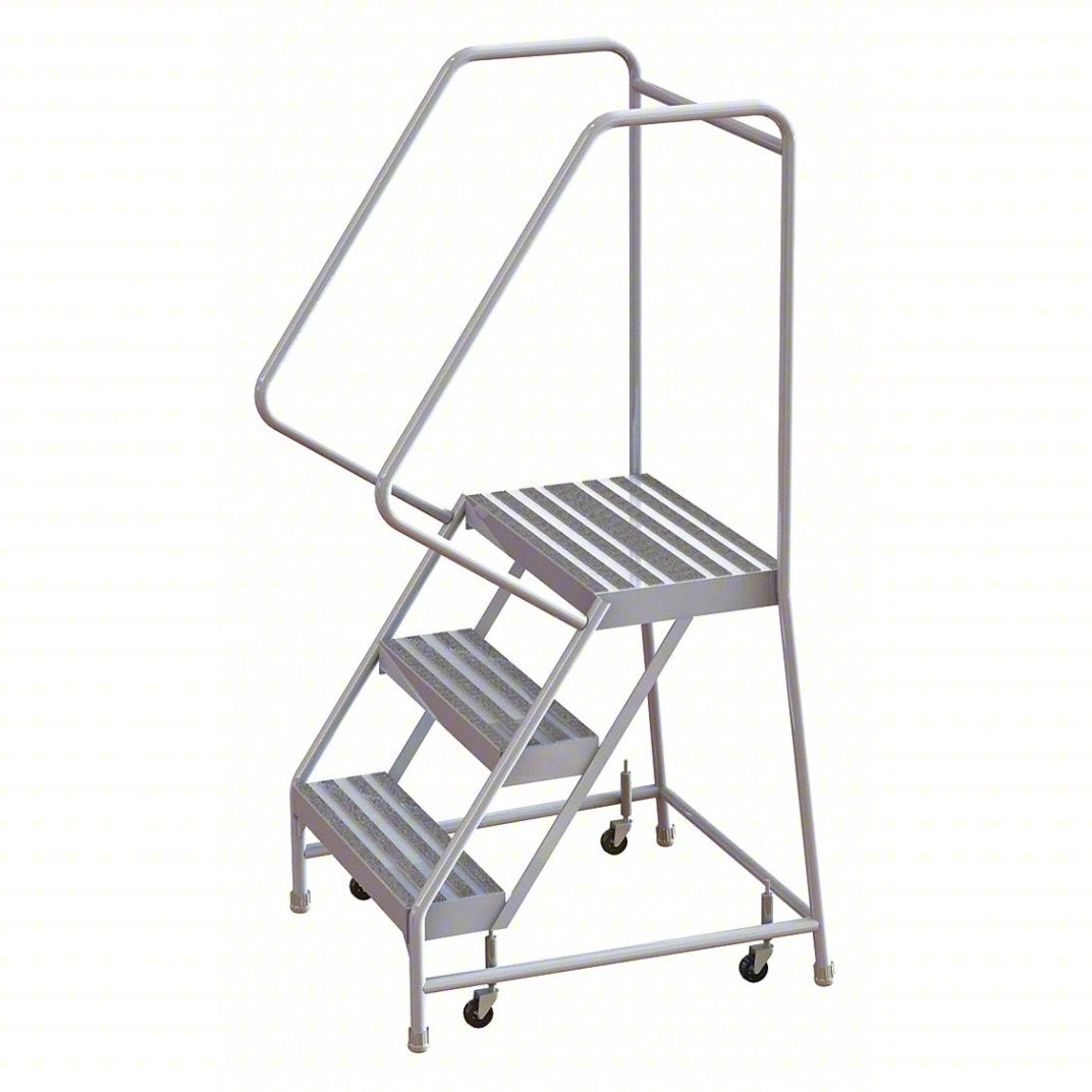 Tri Arc 3 Step Aluminum Rolling Ladder - 14 Deep Platform
