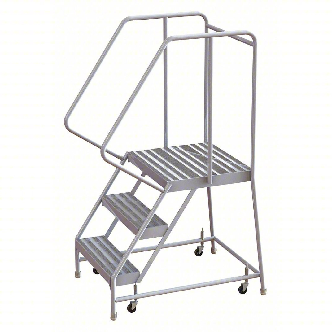 Tri Arc 3 Step Aluminum Rolling Ladder - 21 Deep Platform