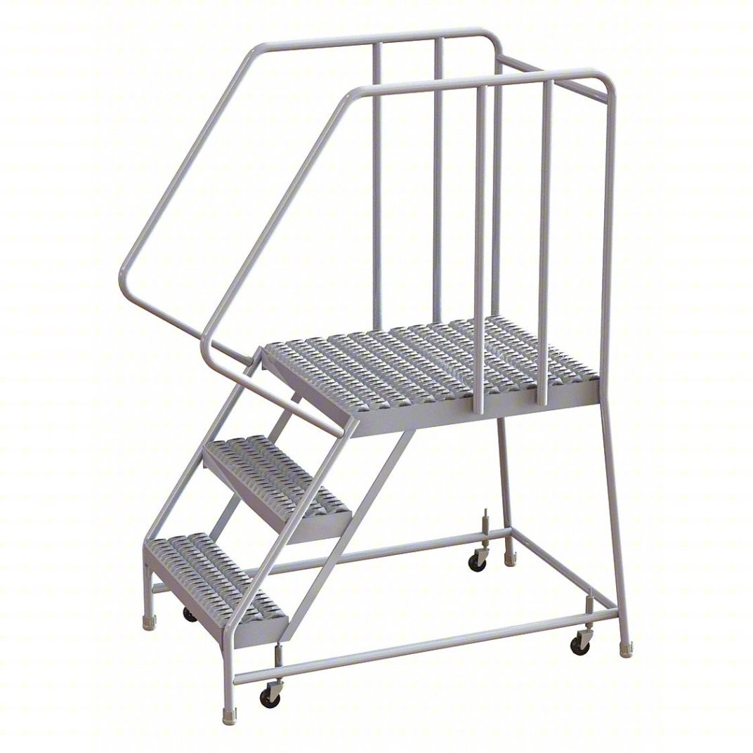 Tri Arc 3 Step Aluminum Rolling Ladder - 28 Deep Platform