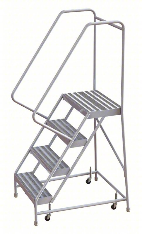 Tri Arc 4 Step Aluminum Rolling Ladder - 14 Deep Platform