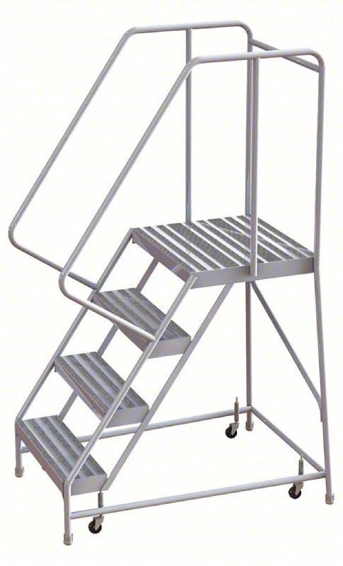 Tri Arc 4 Step Aluminum Rolling Ladder - 21 Deep Platform