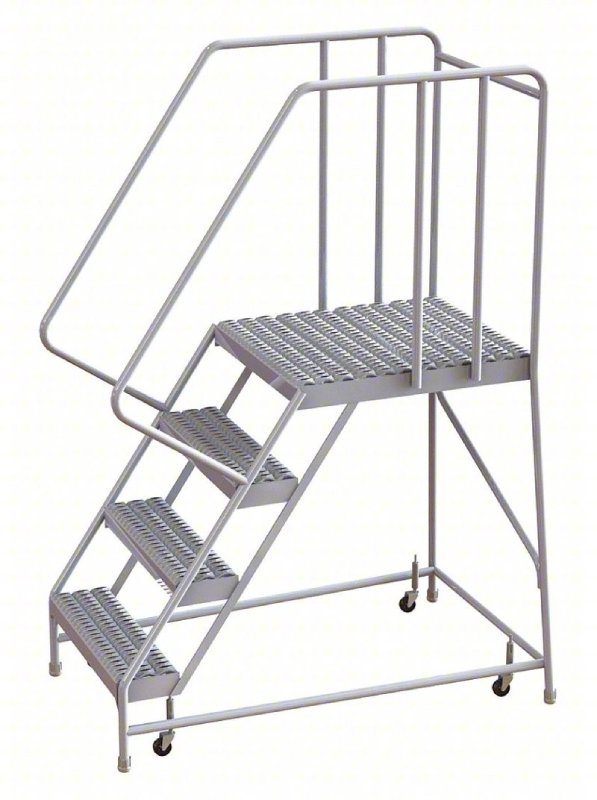 Tri Arc 4 Step Aluminum Rolling Ladder - 28 Deep Platform