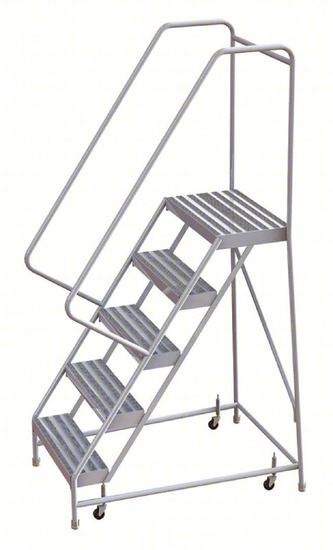 Tri Arc 5 Step Aluminum Rolling Ladder - 14 Deep Platform