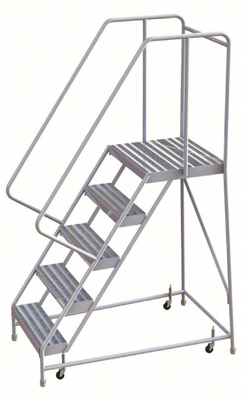 Tri Arc 5 Step Aluminum Rolling Ladder - 21 Deep Platform