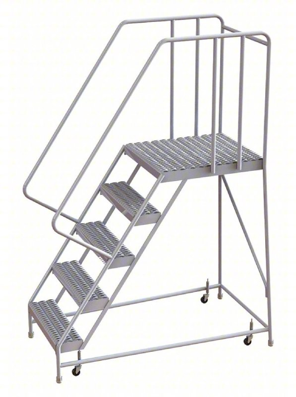 Tri Arc 5 Step Aluminum Rolling Ladder - 28 Deep Platform