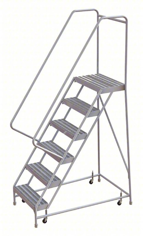 Tri Arc 6 Step Aluminum Rolling Ladder - 14 Deep Platform