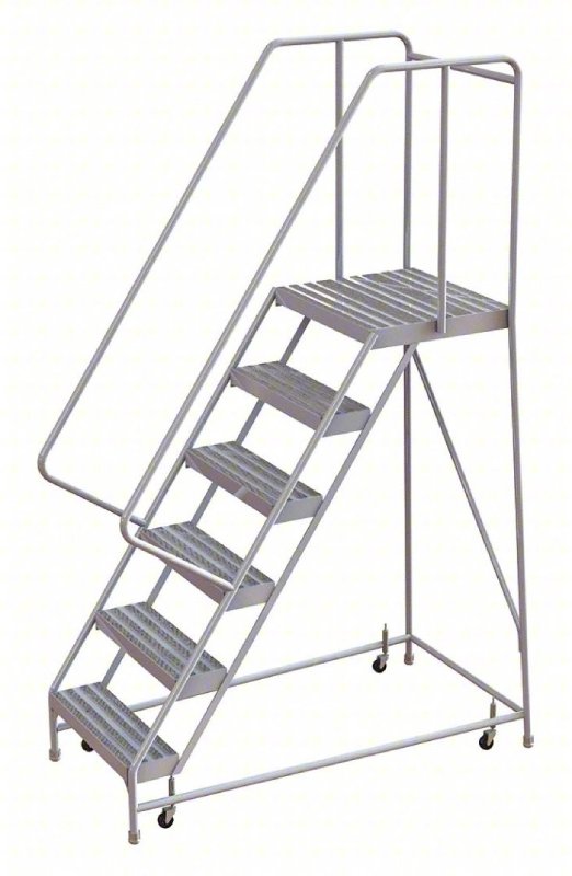 Tri Arc 6 Step Aluminum Rolling Ladder - 21 Deep PlatformTri Arc 6 Step Aluminum Rolling Ladder - 21 Deep Platform