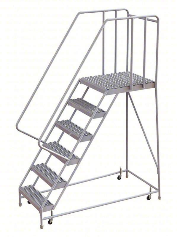 Tri Arc 6 Step Aluminum Rolling Ladder - 28 Deep Platform