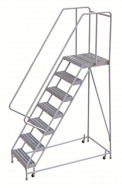 Tri Arc 7 Step Aluminum Rolling Ladder - 21 Deep Platform