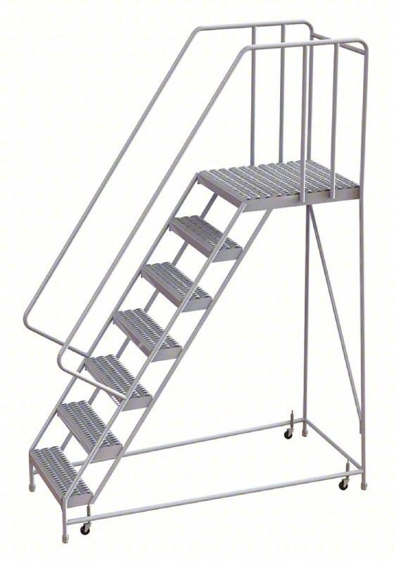 Tri Arc 7 Step Aluminum Rolling Ladder - 28 Deep Platform