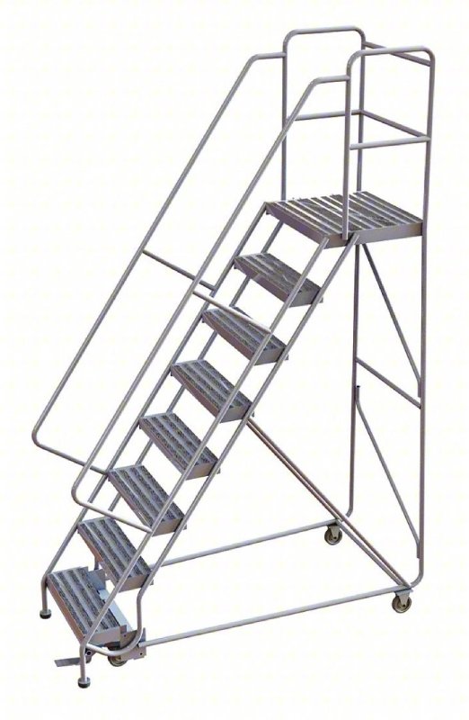 Tri Arc 8 Step Aluminum Rolling Ladder - 21 Deep Platform