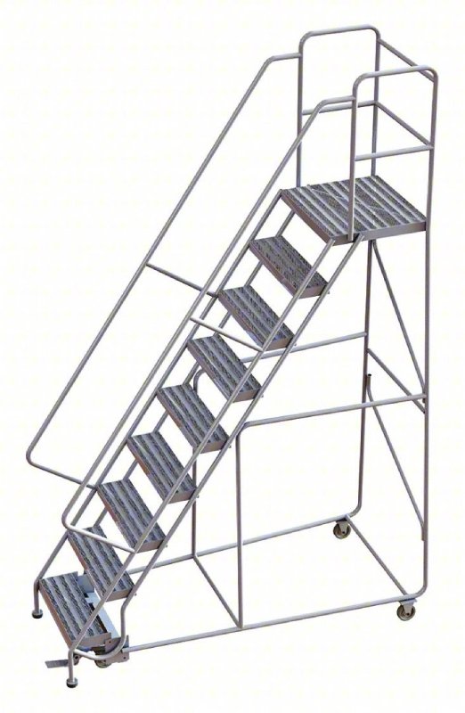Tri Arc 9 Step Aluminum Rolling Ladder - 21 Deep Platform