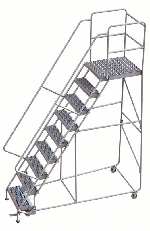 Tri Arc 9 Step Aluminum Rolling Ladder - 28 Deep Platform