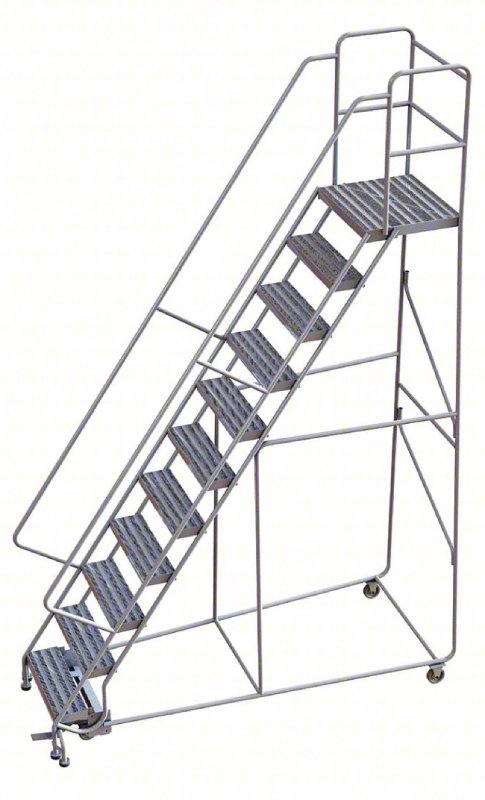 Tri Arc 11 Step Aluminum Rolling Ladder - 21 Deep Platform