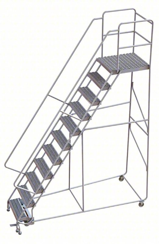 Tri Arc 11 Step Aluminum Rolling Ladder - 28 Deep Platform