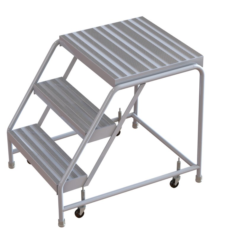 Tri Arc 3 Step Aluminum Step Stool - 21 Deep Platform