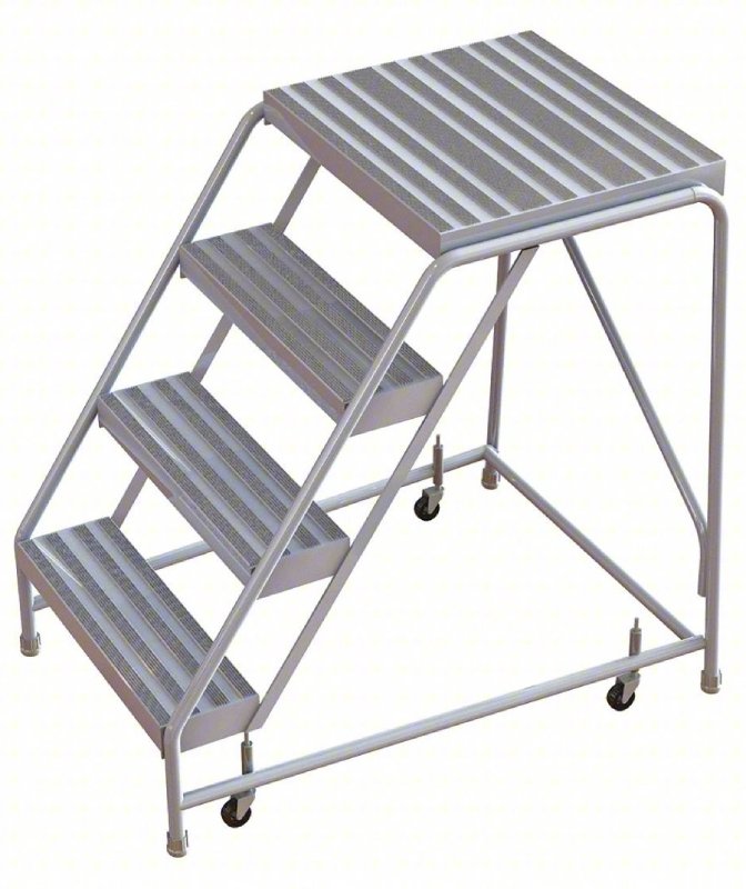 Tri Arc 4 Step Aluminum Step Stool - 21 Deep Platform