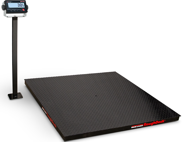Rice Lake RoughDeck Floor Scale with 381 Indicator - Shown With Optional Indicator Stand