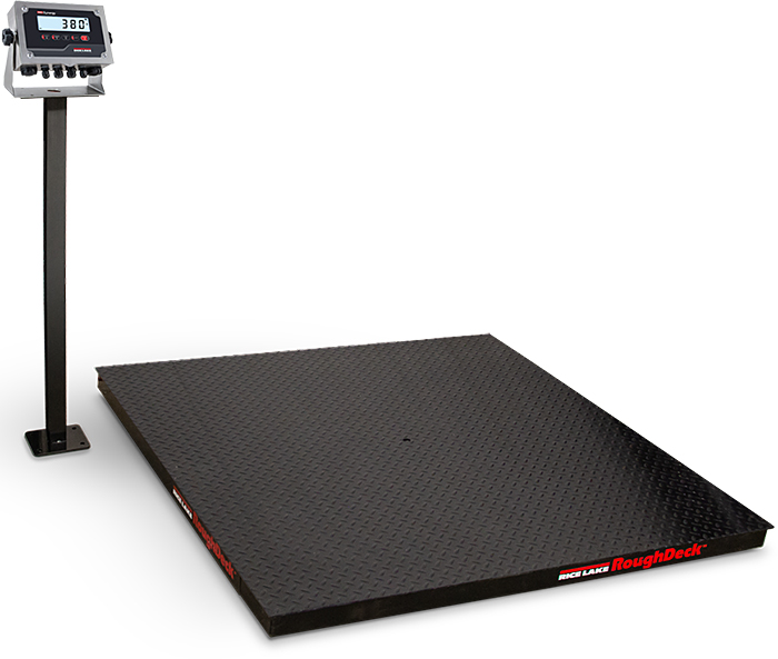 Rice Lake RoughDeck Floor Scale with 381 Indicator - Shown With Optional Indicator Stand