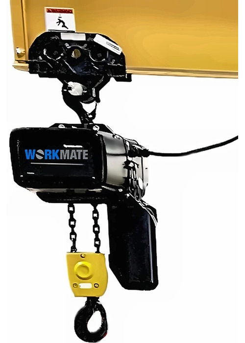 Spanco Workmate Chain Hoist shown With Optional Motorized Trolley
